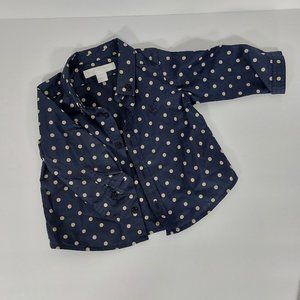 Burberry Baby Boys Navy Polka Dot Long Sleeve Button Down Shirt Size 3M
